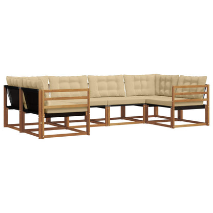 Set di divani da esterno con cuscino 6 pcs Naturale e Beige | homemem39