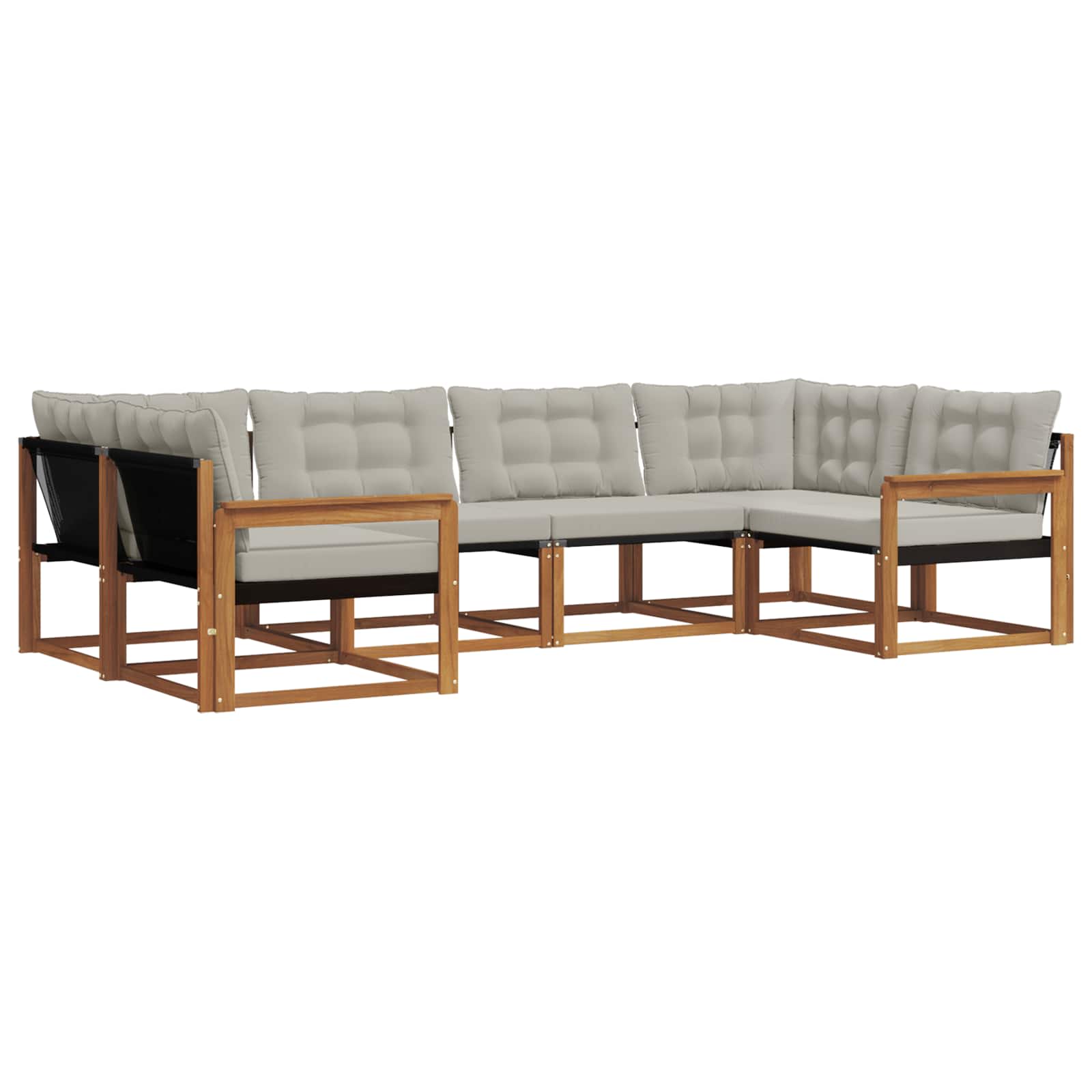 Set di divani da esterno 6 pcs Grigio Naturale e Chiaro | homemem39