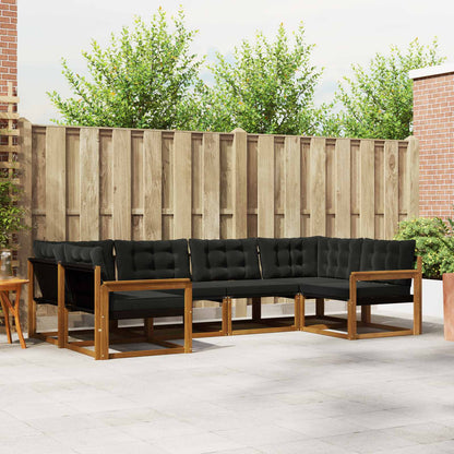 Set di divani da esterno con cuscino 6 pcs Naturale e Nero | homemem39