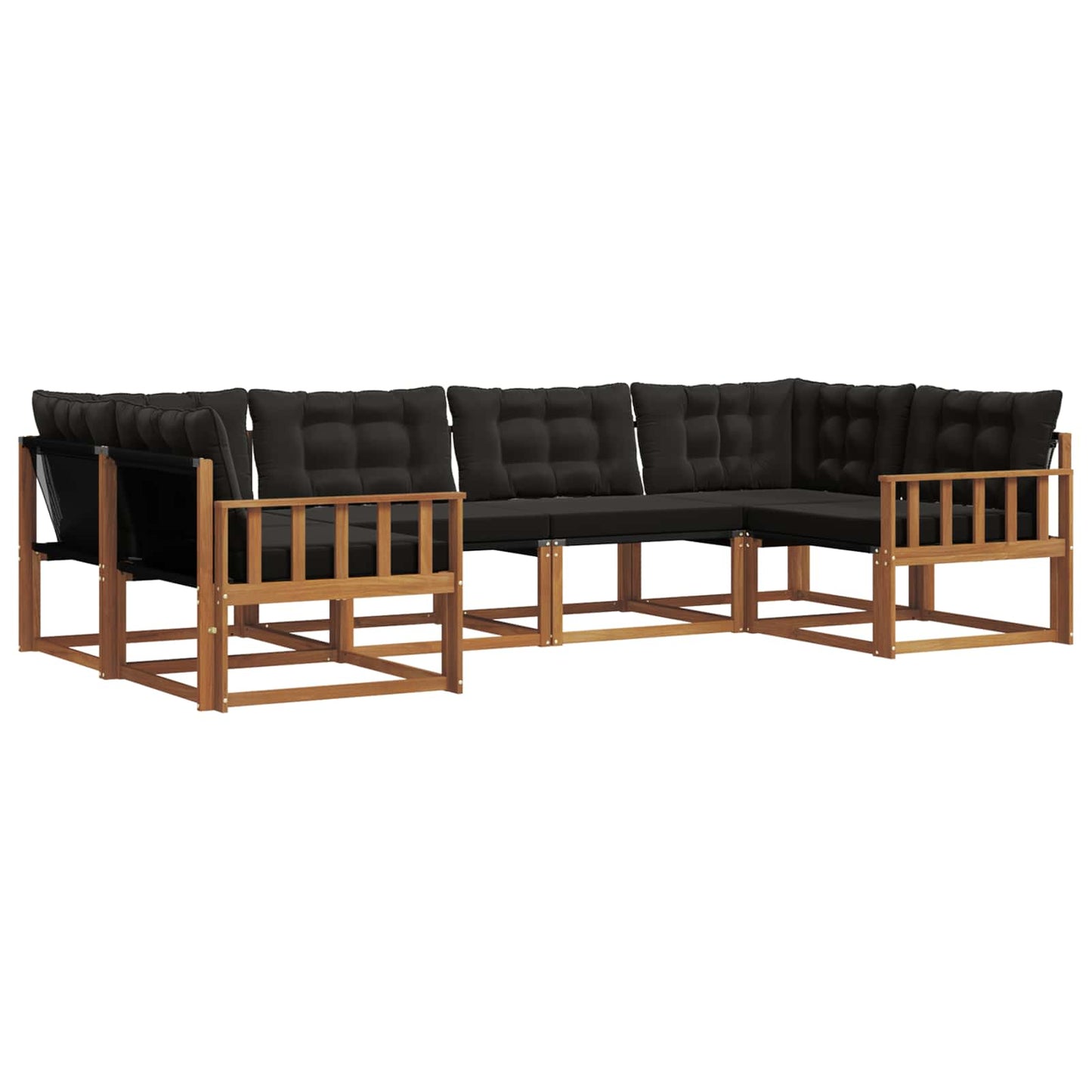 Set di divani da esterno con cuscino 6 pcs Naturale e Nero | homemem39