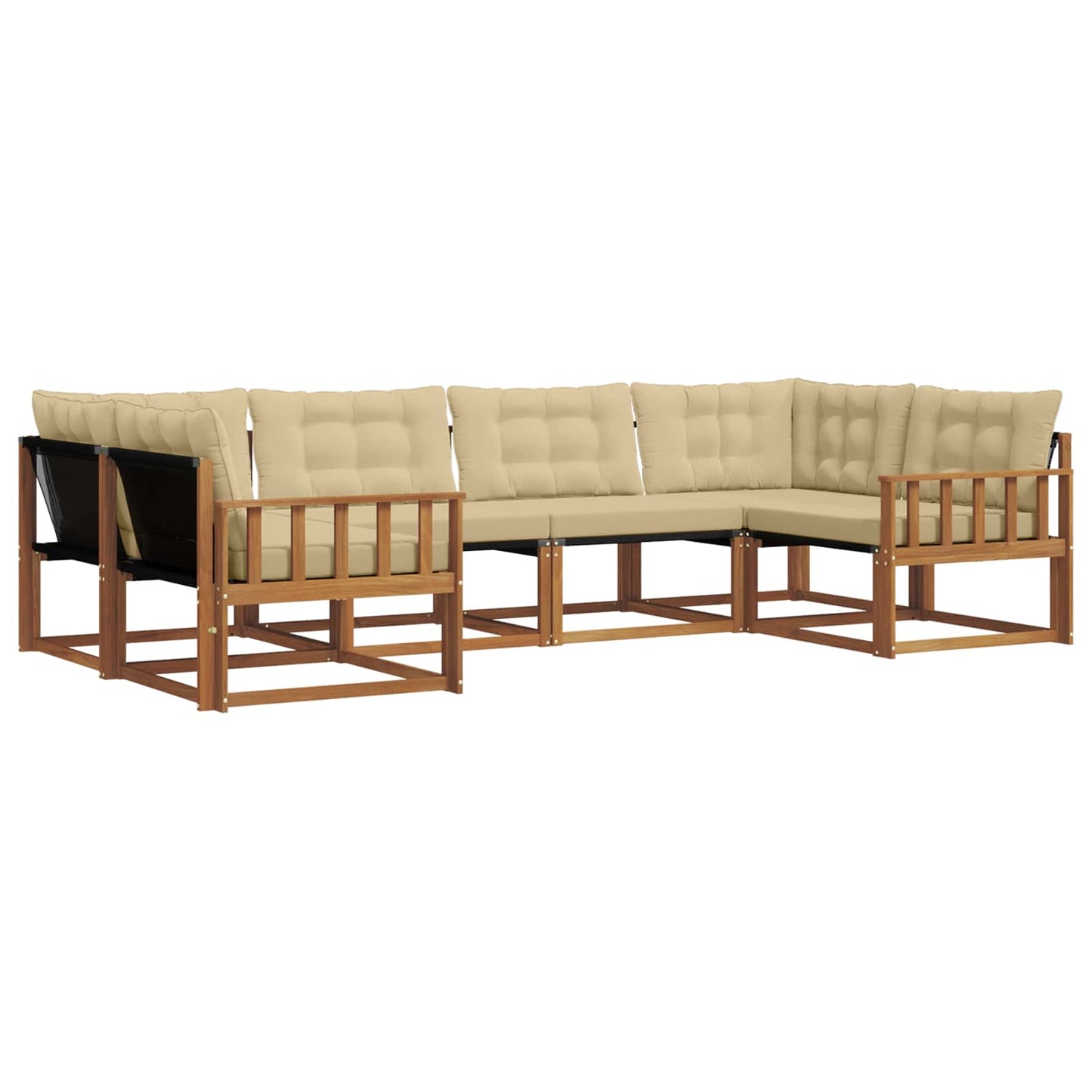 Set di divani da esterno con cuscino 6 pcs Naturale e Beige | homemem39