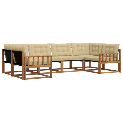 Set di divani da esterno con cuscino 6 pcs Naturale e Beige | homemem39