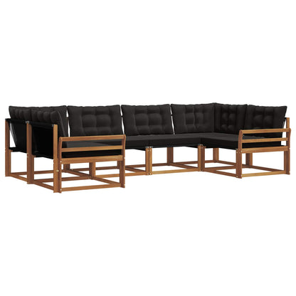 Set di divani da esterno con cuscino 6 pcs Naturale e Nero | homemem39