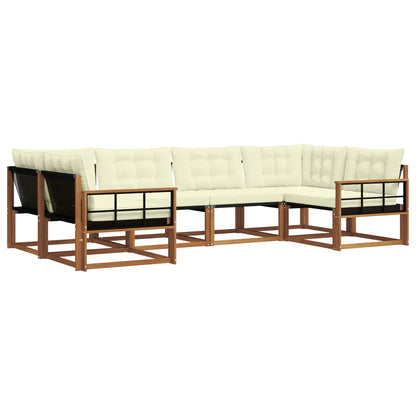Set di divani da esterno con cuscino 6 pcs Naturale e Crema