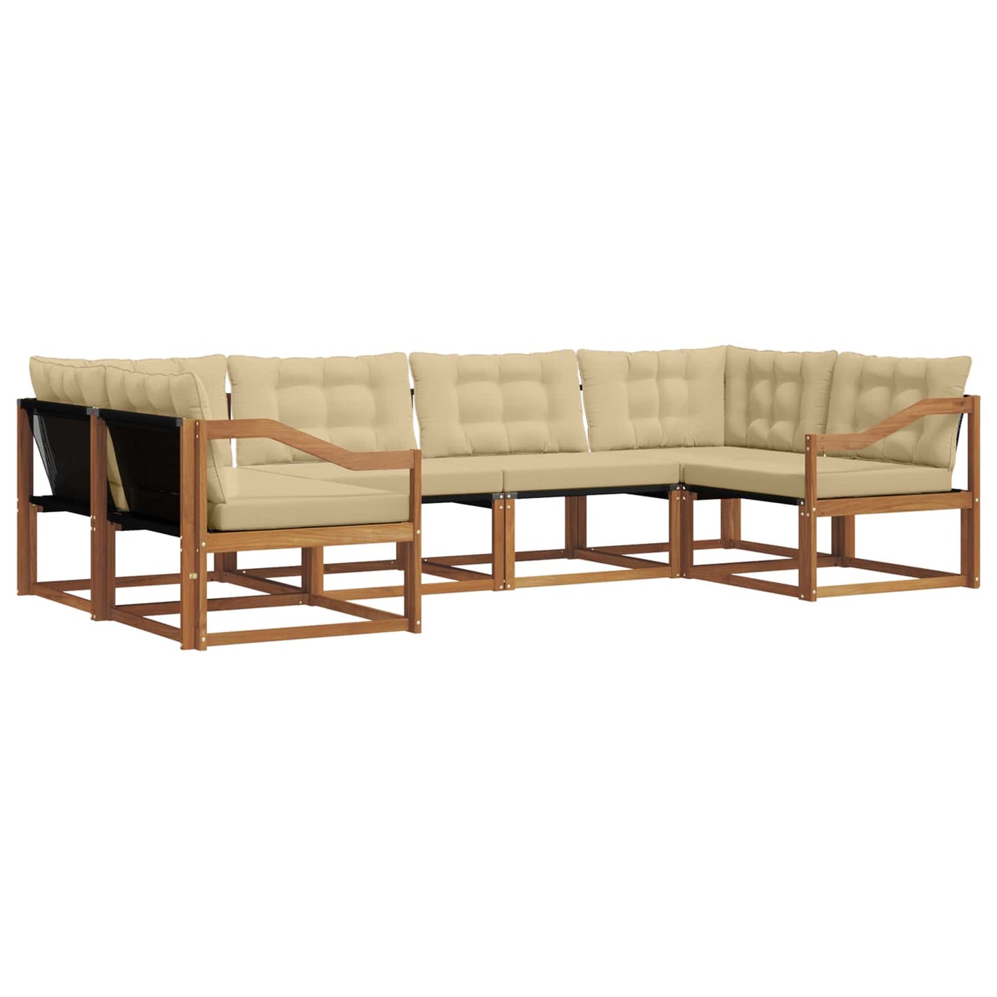 Set di divani da esterno con cuscino 6 pcs Naturale e Beige | homemem39