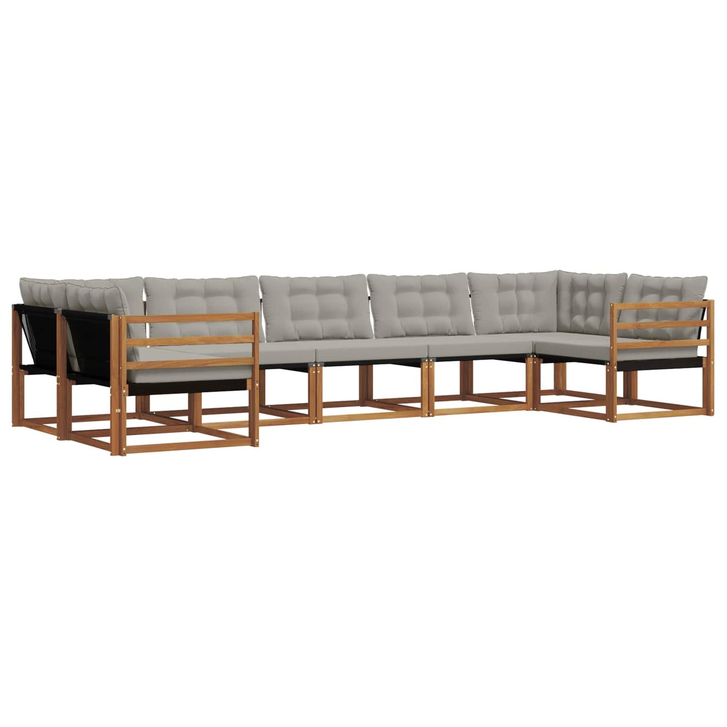 Set di divani da esterno 7 pcs Grigio Naturale e Chiaro