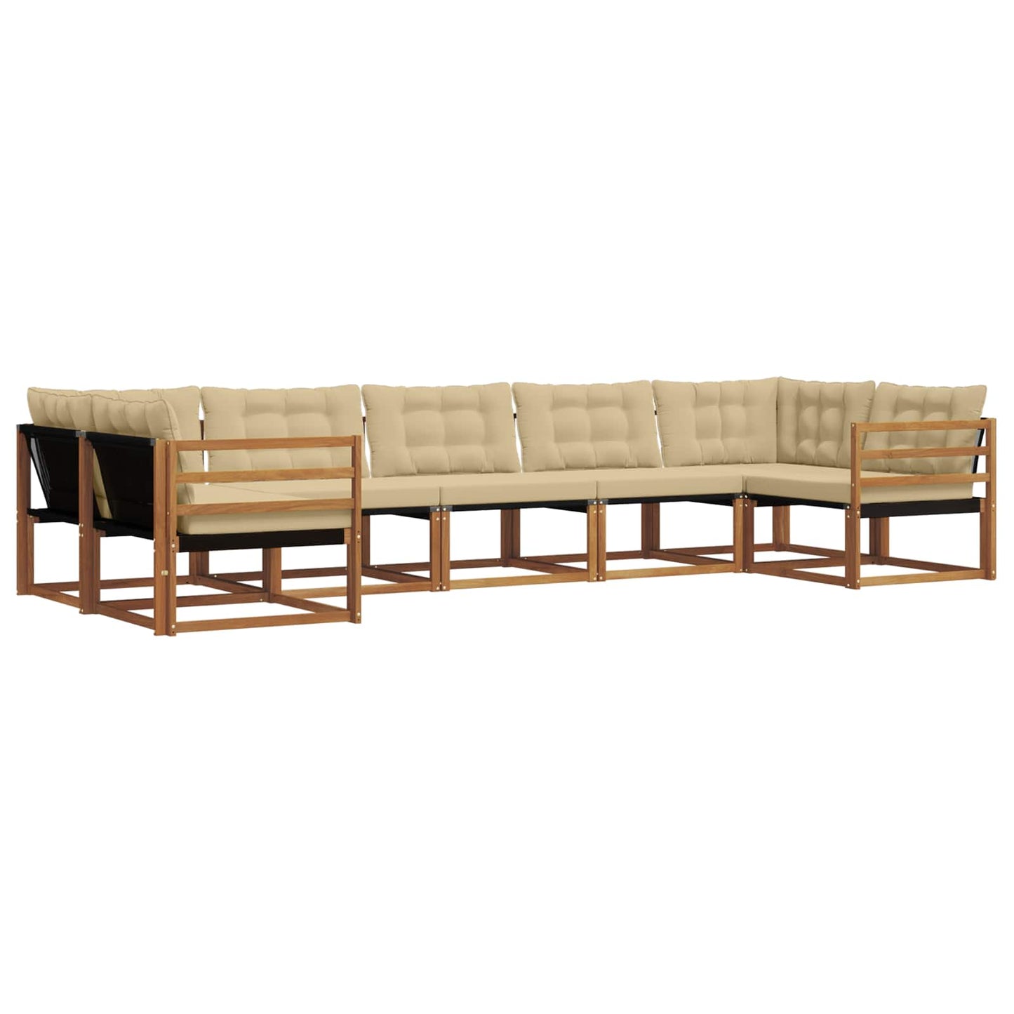 Set di divani da esterno con cuscino 7 pcs Naturale e Beige