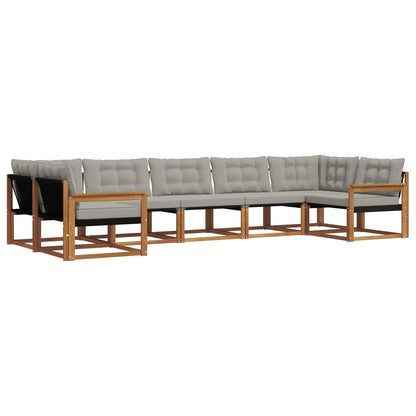Set di divani da esterno 7 pcs Grigio Naturale e Chiaro | homemem39
