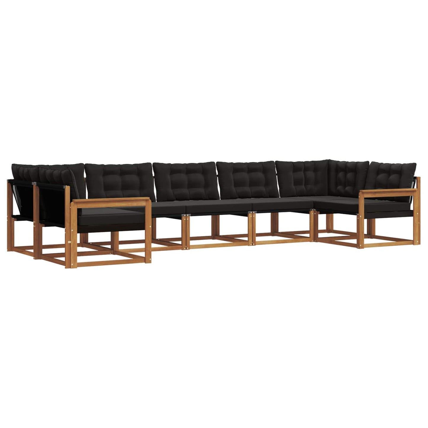 Set di divani da esterno con cuscino 7 pcs Naturale e Nero