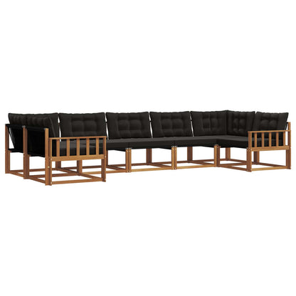 Set di divani da esterno con cuscino 7 pcs Naturale e Nero | homemem39