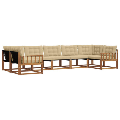 Set di divani da esterno con cuscino 7 pcs Naturale e Beige | homemem39