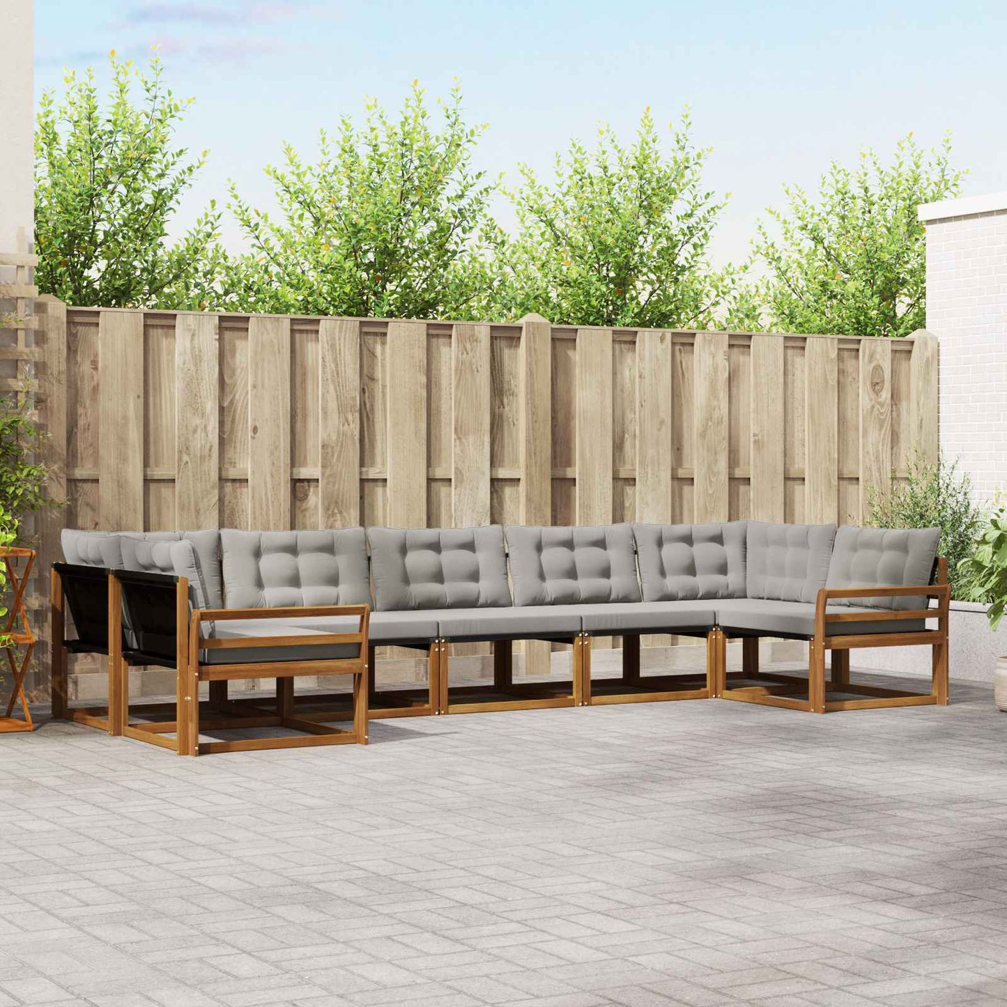 Set di divani da esterno 7 pcs Grigio Naturale e Chiaro | homemem39