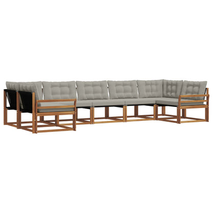 Set di divani da esterno 7 pcs Grigio Naturale e Chiaro | homemem39
