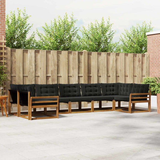 Set di divani da esterno con cuscino 7 pcs Naturale e Nero