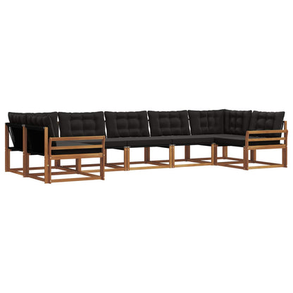 Set di divani da esterno con cuscino 7 pcs Naturale e Nero