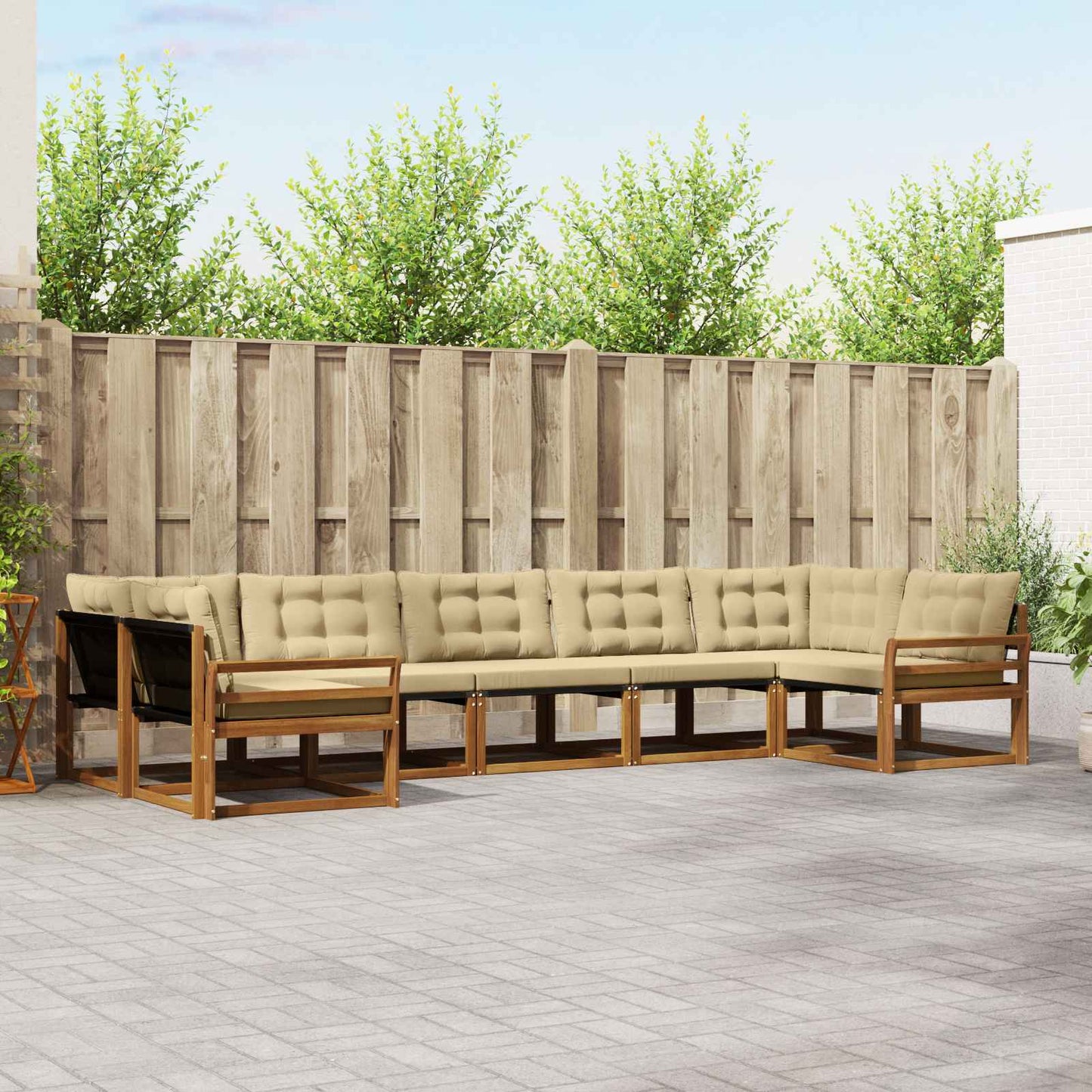 Set di divani da esterno con cuscino 7 pcs Naturale e Beige