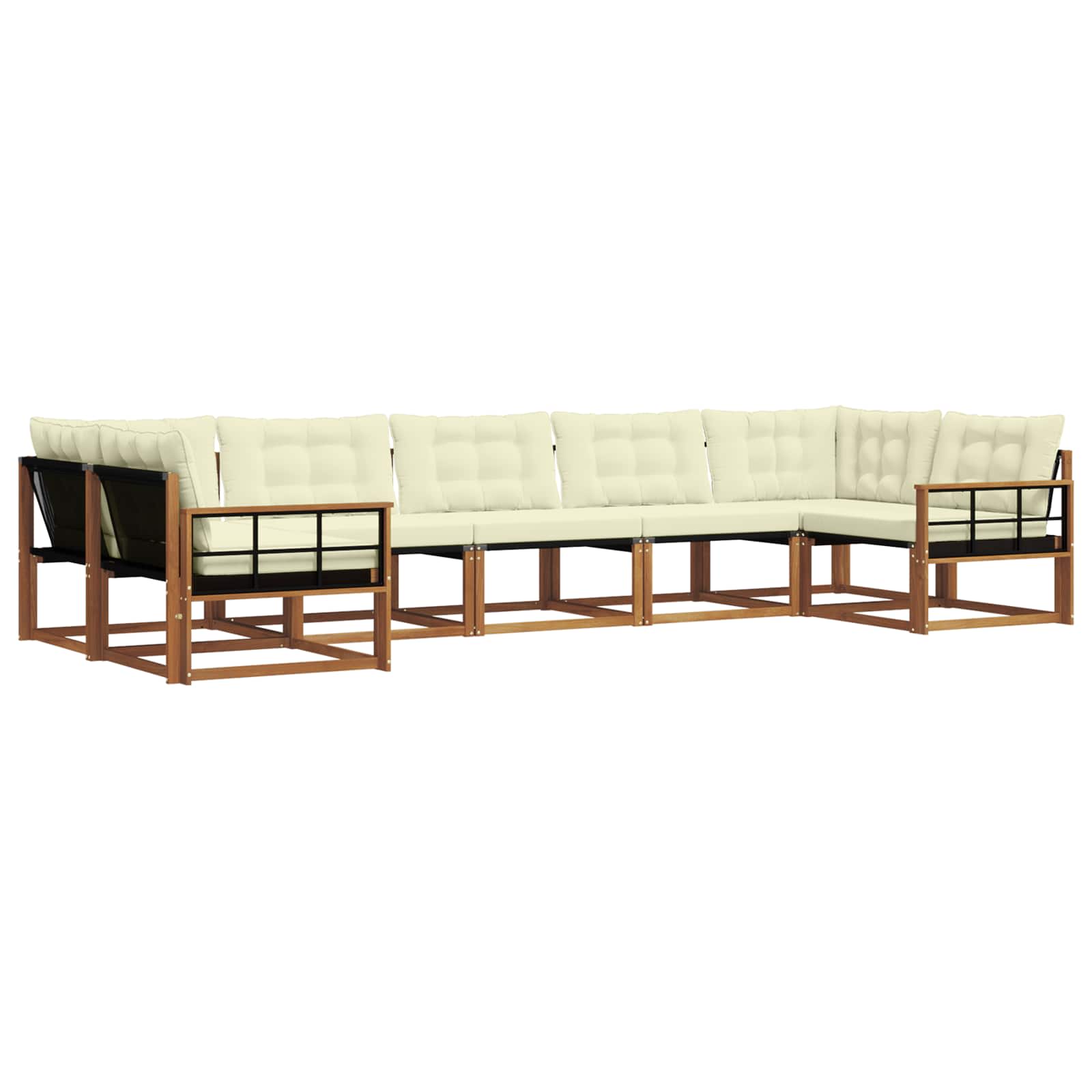Set di divani da esterno con cuscino 7 pcs Naturale e Crema | homemem39