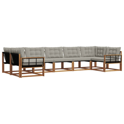 Set di divani da esterno 7 pcs Grigio Naturale e Chiaro