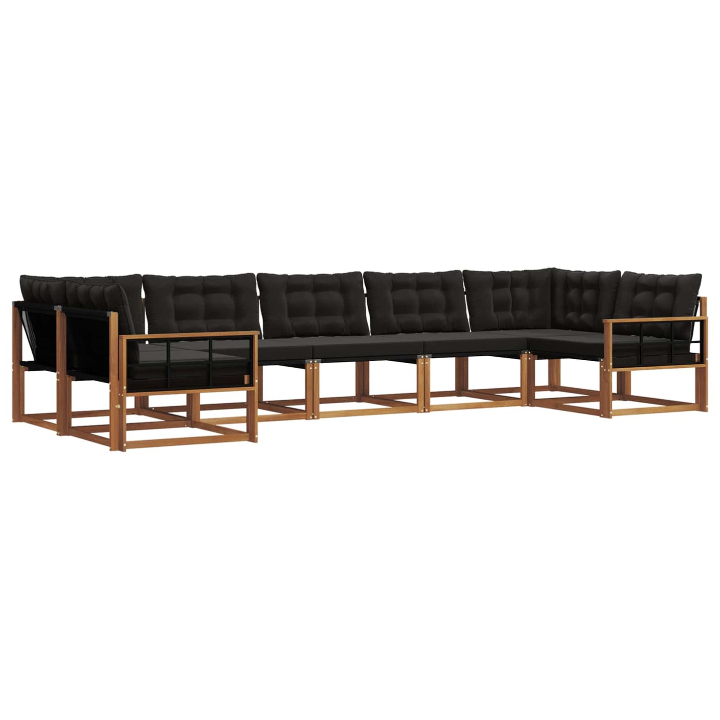 Set di divani da esterno con cuscino 7 pcs Naturale e Nero