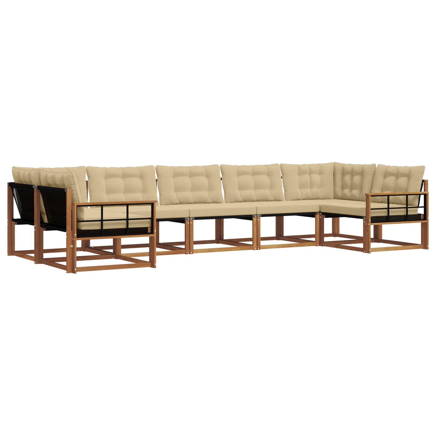 Set di divani da esterno con cuscino 7 pcs Naturale e Beige