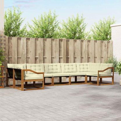 Set di divani da esterno con cuscino 7 pcs Naturale e Crema