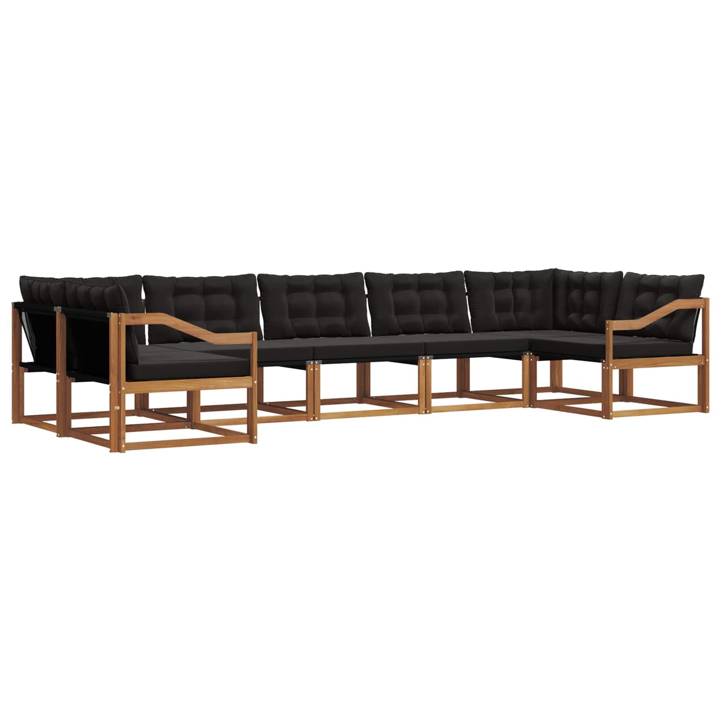 Set di divani da esterno con cuscino 7 pcs Naturale e Nero | homemem39