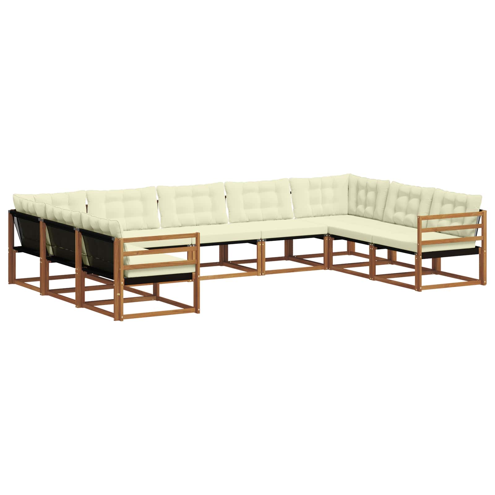 Set di divani da esterno con cuscino 9 pcs Naturale e Crema | homemem39