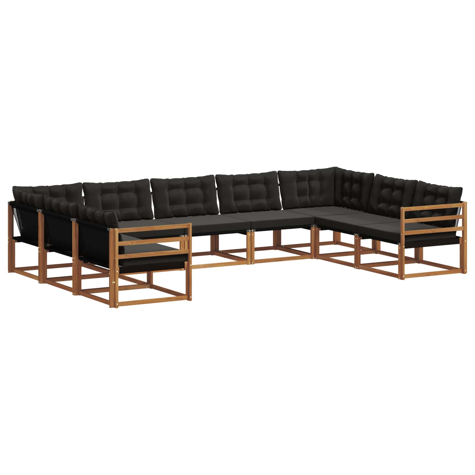 Set di divani da esterno con cuscino 9 pcs Naturale e Nero | homemem39
