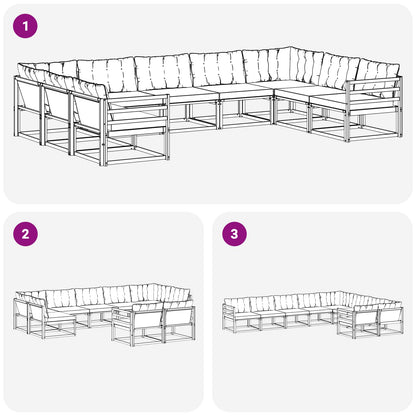 Set di divani da esterno con cuscino 9 pcs Naturale e Nero | homemem39