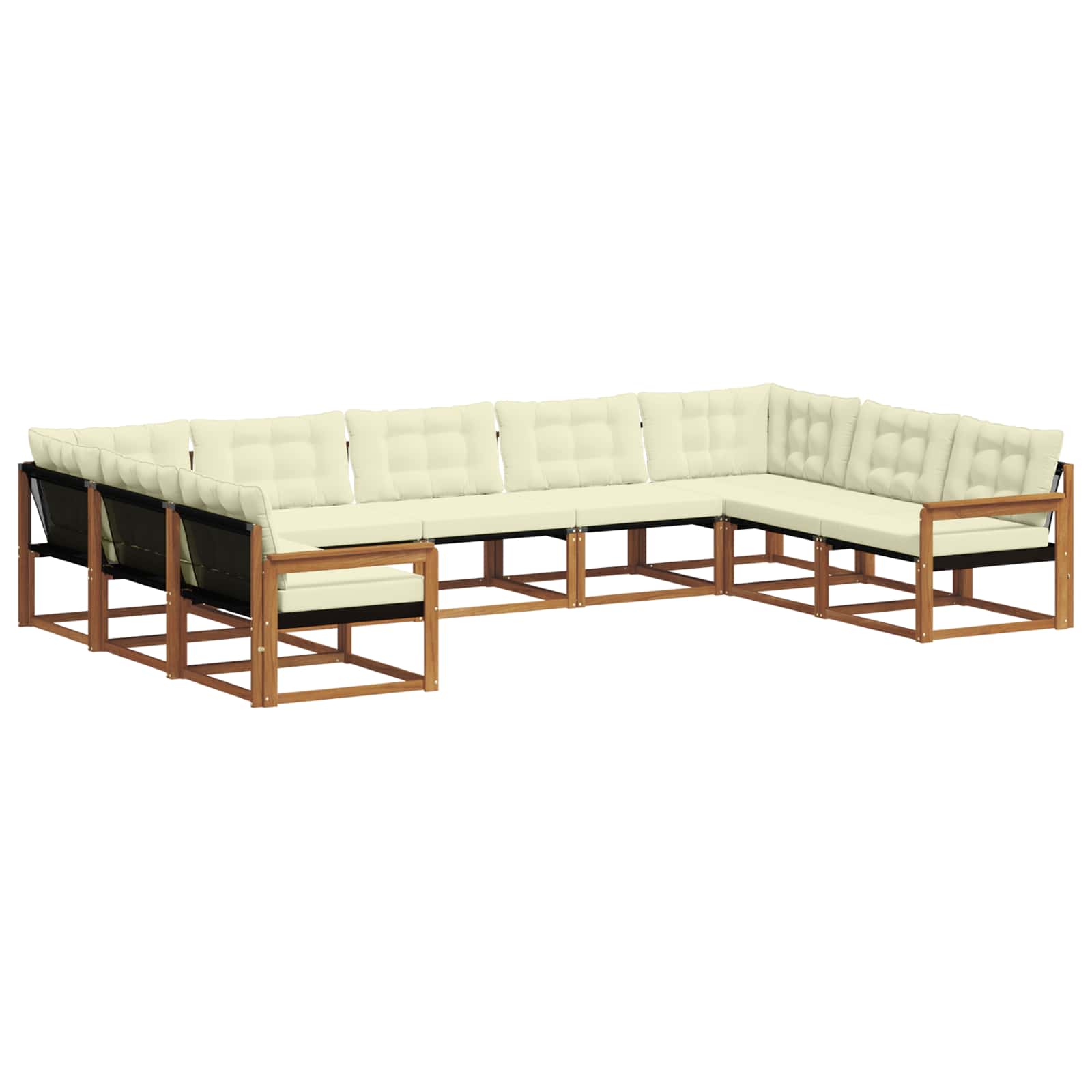 Set di divani da esterno con cuscino 9 pcs Naturale e Crema | homemem39