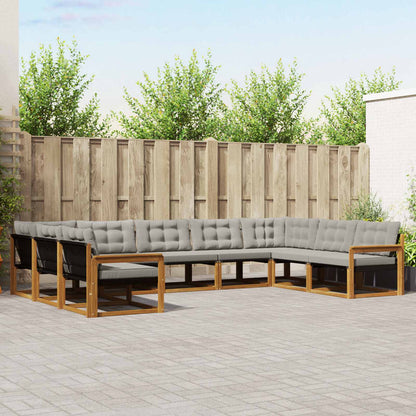 Set di divani da esterno 9 pcs Grigio Naturale e Chiaro | homemem39