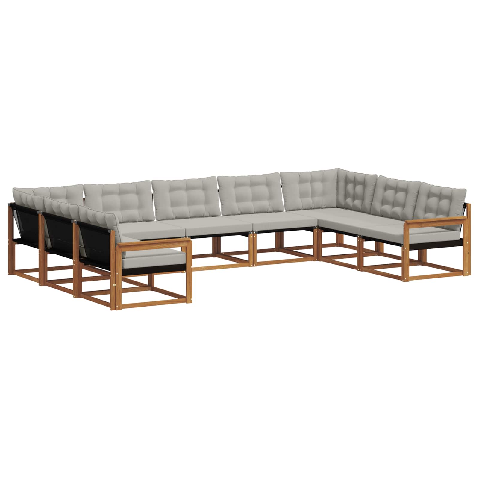 Set di divani da esterno 9 pcs Grigio Naturale e Chiaro | homemem39