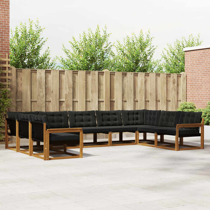 Set di divani da esterno con cuscino 9 pcs Naturale e Nero | homemem39