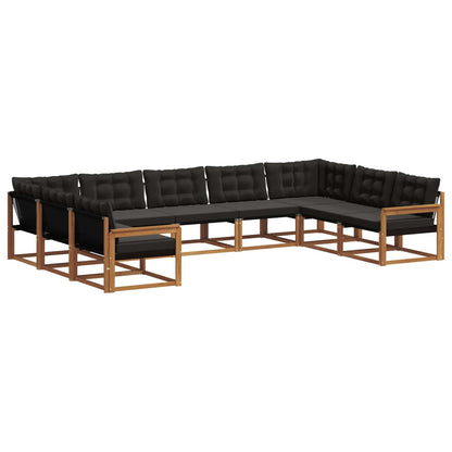 Set di divani da esterno con cuscino 9 pcs Naturale e Nero | homemem39