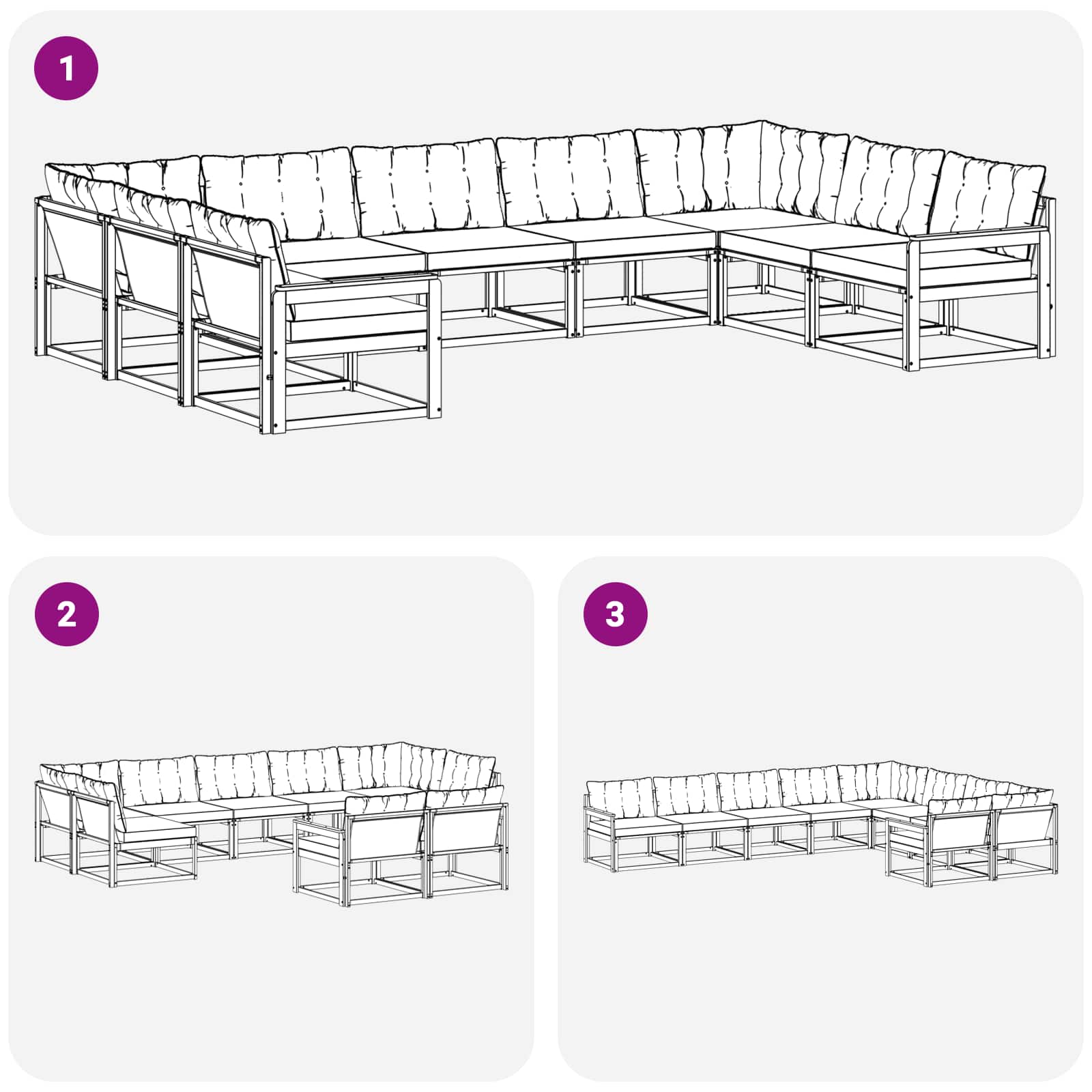 Set di divani da esterno con cuscino 9 pcs Naturale e Nero | homemem39