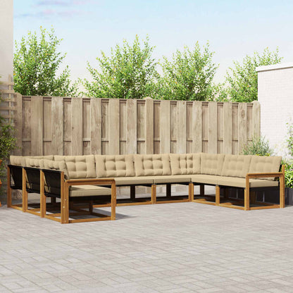 Set di divani da esterno con cuscino 9 pcs Naturale e Beige | homemem39