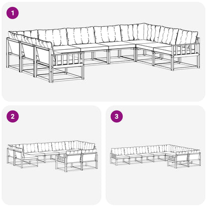 Set di divani da esterno 9 pcs Grigio Naturale e Chiaro | homemem39