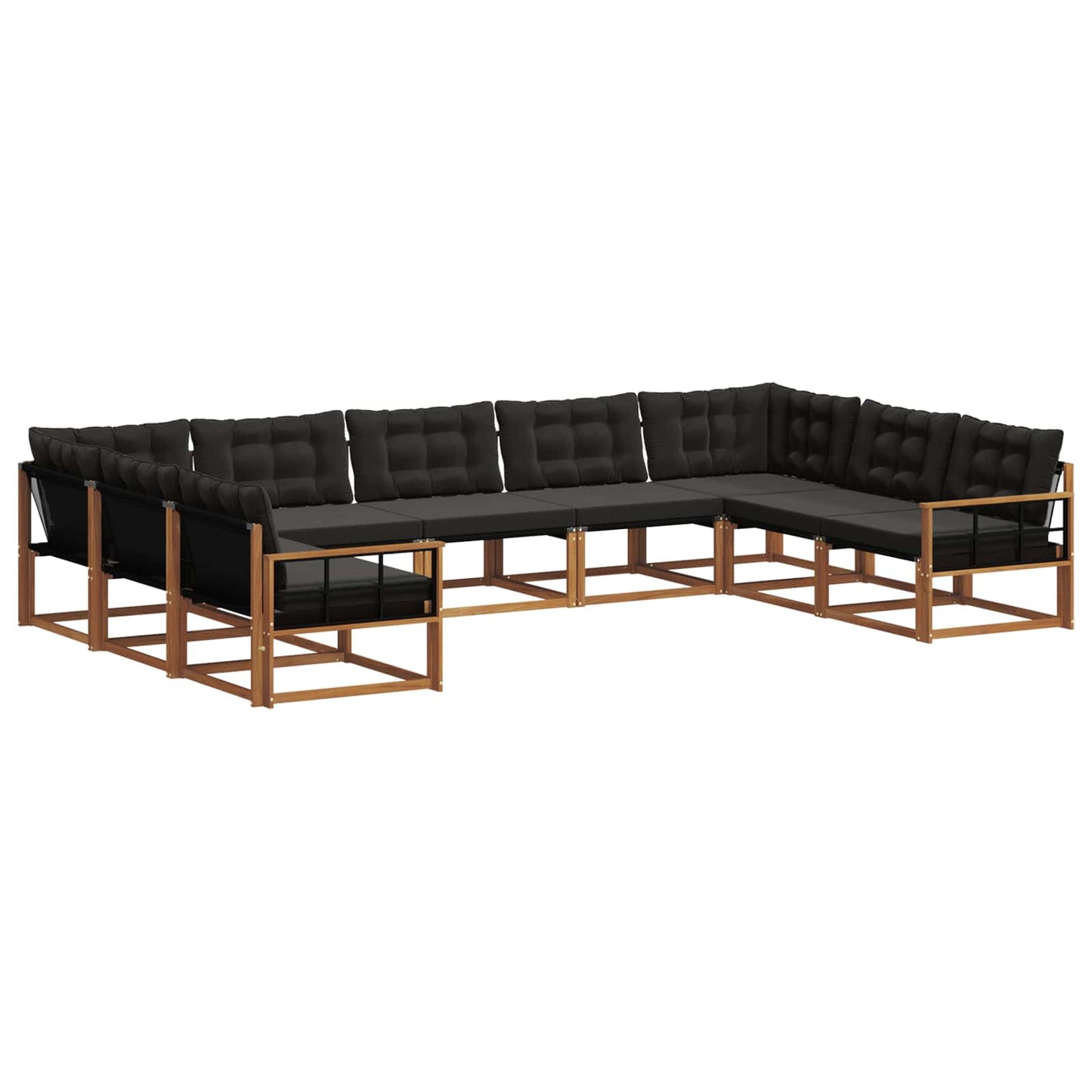 Set di divani da esterno con cuscino 9 pcs Naturale e Nero | homemem39