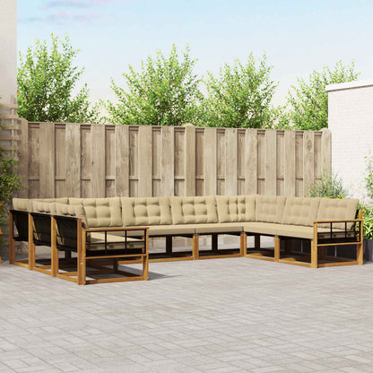 Set di divani da esterno con cuscino 9 pcs Naturale e Beige | homemem39