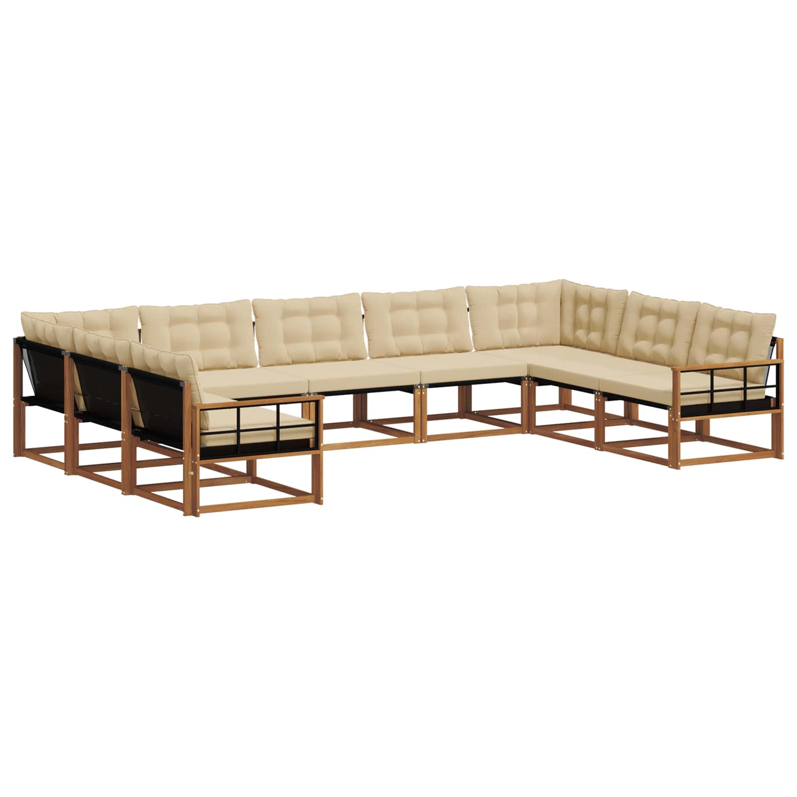 Set di divani da esterno con cuscino 9 pcs Naturale e Beige | homemem39
