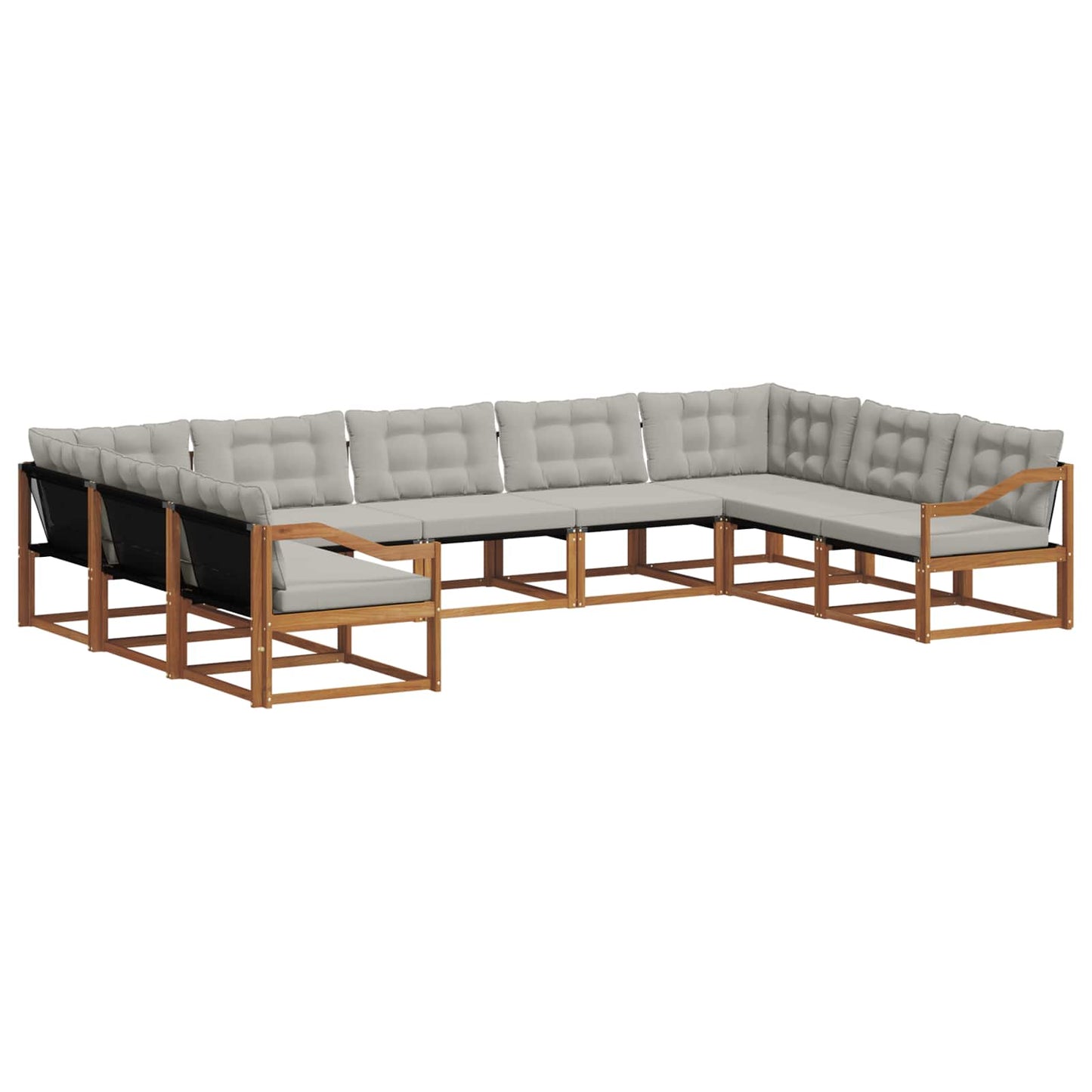 Set di divani da esterno 9 pcs Grigio Naturale e Chiaro