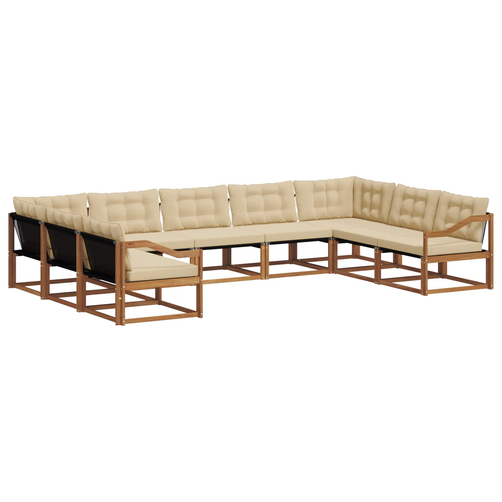 Set di divani da esterno con cuscino 9 pcs Naturale e Beige | homemem39