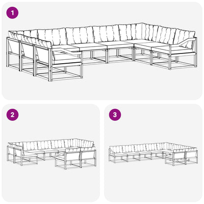Set di divani da esterno con cuscino 9 pcs Naturale e Beige | homemem39