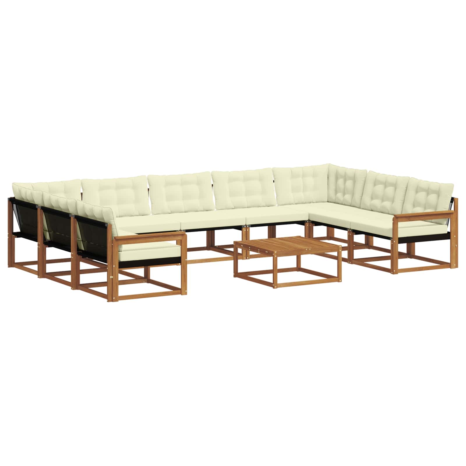 Set di divani da esterno con cuscino 10 pcs Naturale e Crema | homemem39