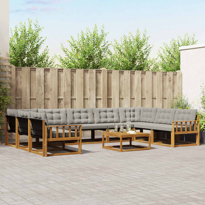 Set di divani da esterno 10 pcs Grigio Naturale e Chiaro