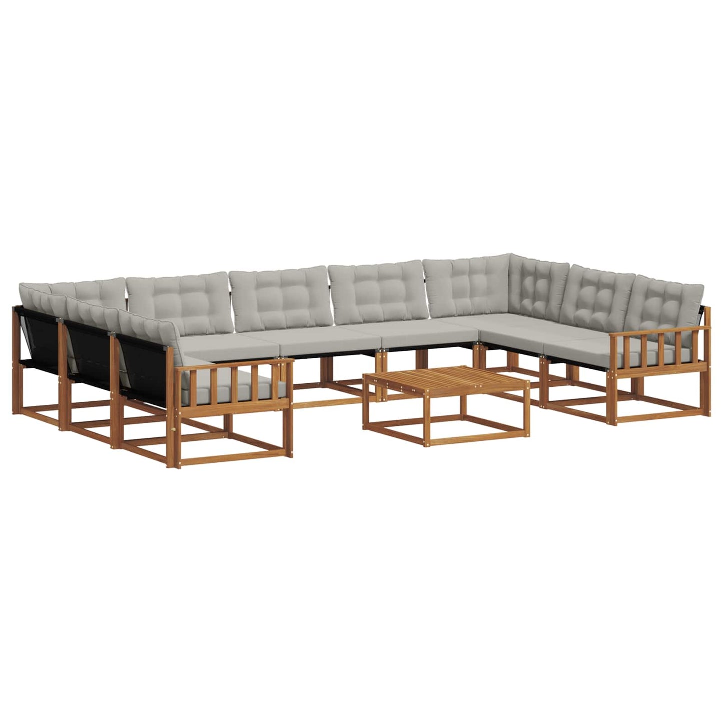 Set di divani da esterno 10 pcs Grigio Naturale e Chiaro