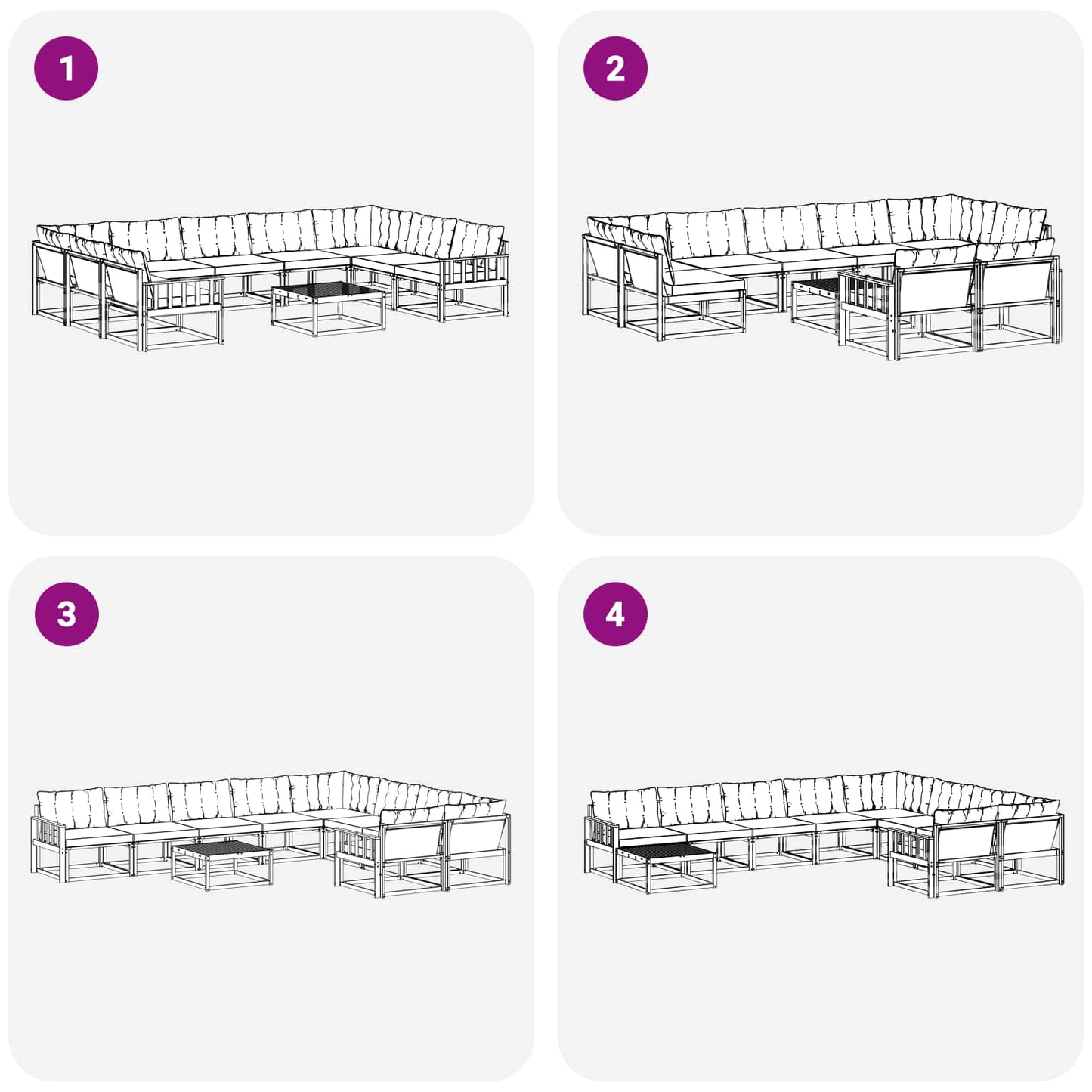 Set di divani da esterno con cuscino 10 pcs Naturale e Nero | homemem39