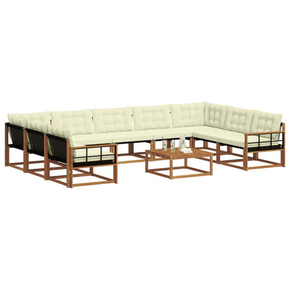 Set di divani da esterno con cuscino 10 pcs Naturale e Crema | homemem39