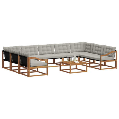 Set di divani da esterno 10 pcs Grigio Naturale e Chiaro | homemem39