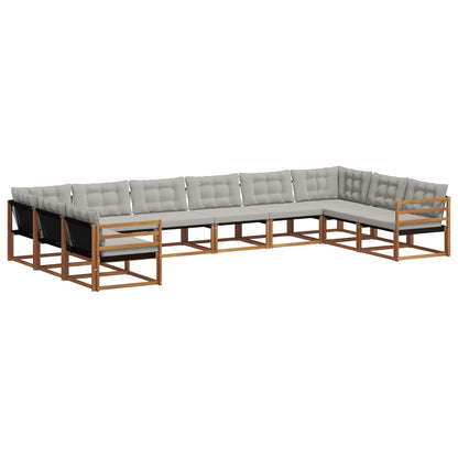 Set di divani da esterno 10 pcs Grigio Naturale e Chiaro | homemem39